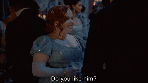 a man and a woman are dancing and the man asks the woman do you like him