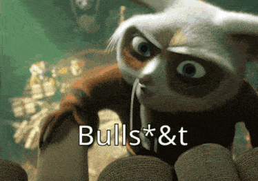 a cartoon cat with the words bulls * & t written on the bottom