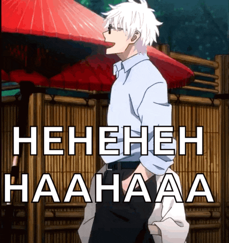 a picture of a man with the words ' henehene haahaaa ' on the bottom right