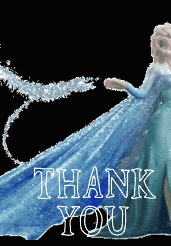 a picture of elsa from frozen with the words thank you