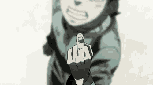 a person is giving the middle finger to someone .