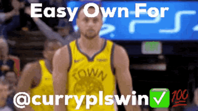 a basketball player with the words easy own for @curryplswin on the bottom