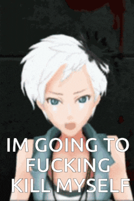 a girl with white hair and blue eyes is going to kill herself