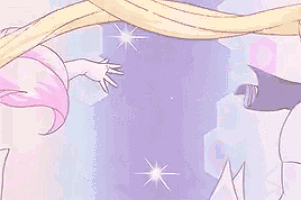 a drawing of a girl in a pink dress and a girl in a blue dress dancing .