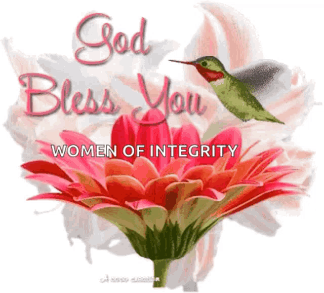 a picture of a flower with the words god bless you women of integrity written on it