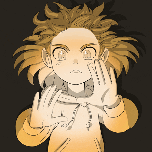 a drawing of a person with their hands up