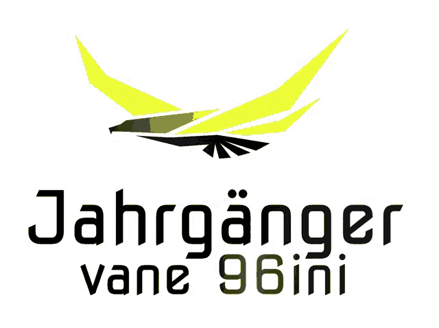 a logo for jahrgaenger vane 96ini with a yellow bird
