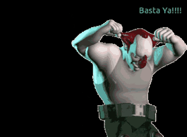 a cartoon of a man with red hair and the words basta ya !!! above him