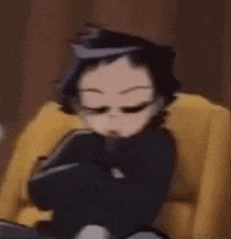 a cartoon character is sitting in a chair with his eyes closed and a cigarette in his mouth .