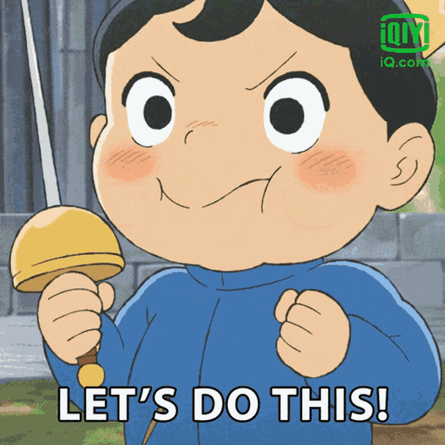 a cartoon character holding a sword with the words let 's do this
