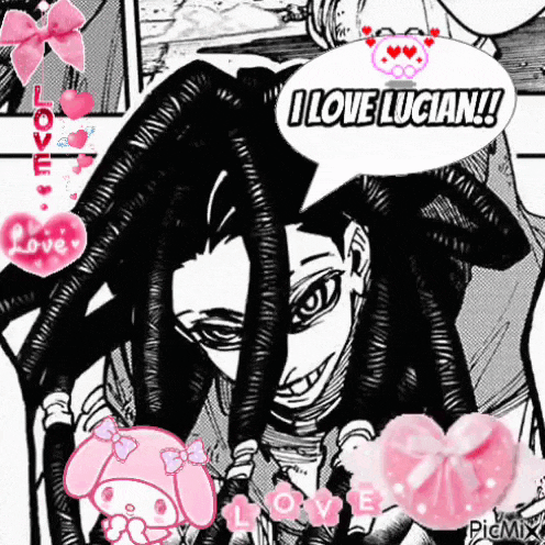 a picture of a girl with dreadlocks and a speech bubble that says i love lucian