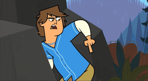 a cartoon character in a blue shirt giving a thumbs up