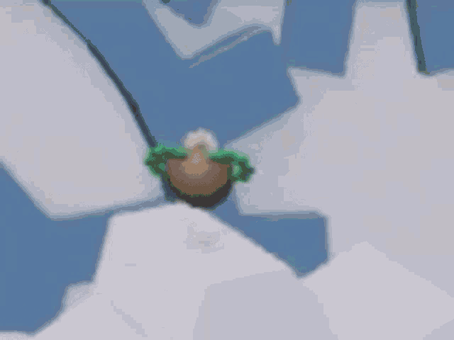 a cartoon character is flying through the air on a sleigh