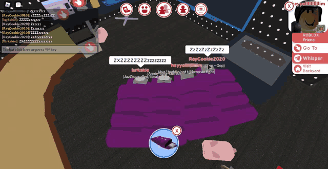 a screen shot of a roblox game with a purple item in the center
