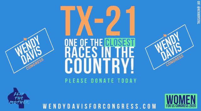an advertisement for wendy davis for congress asking for donations