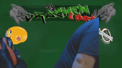 a green background with a smiley face and the word dragon