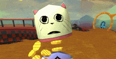 a cartoon drawing of a cat with a surprised expression on its face