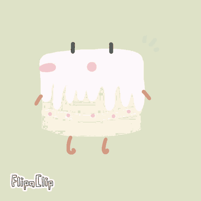 a cartoon drawing of a cake with hearts on it and the words flipa clip below it