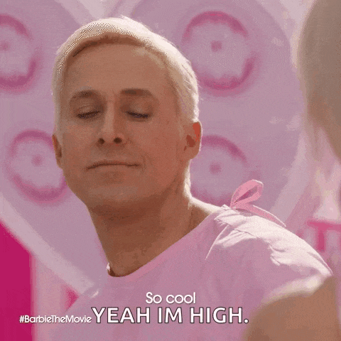 a man in a pink shirt is saying `` so cool yeah im high . ''