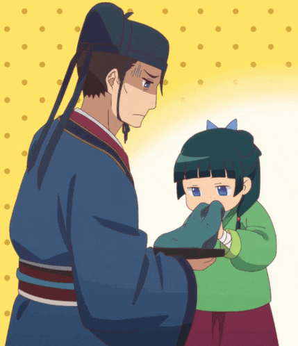 a cartoon of a man and a little girl