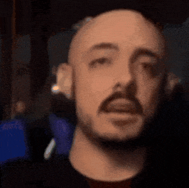 a close up of a man 's face with a beard and mustache