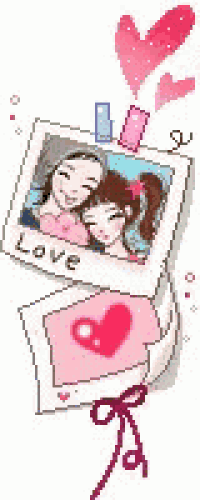a picture of two girls with hearts and the word love