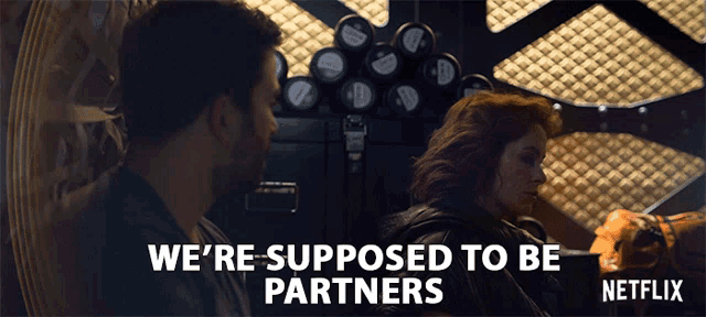 an advertisement for netflix shows a man and a woman