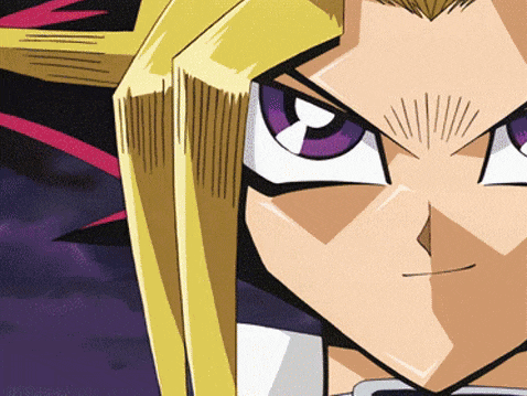 a cartoon character with blonde hair and purple eyes
