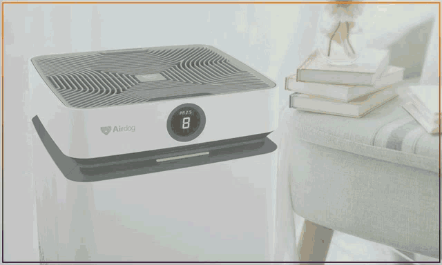 an ad for a home air purifier with a woman and child