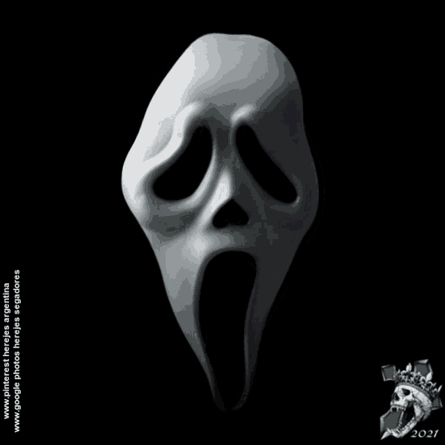 a picture of a scream mask with the year 2021