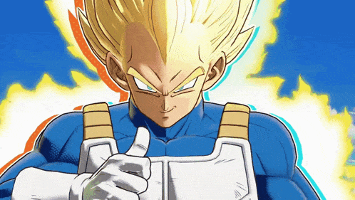 a cartoon character giving a thumbs up in front of a blue sky