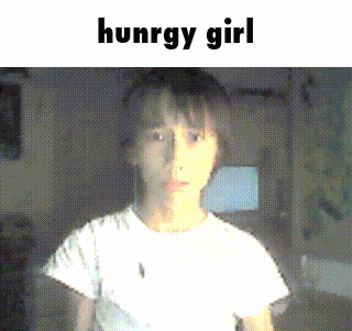 a picture of a boy with the words hunrgy girl written above him