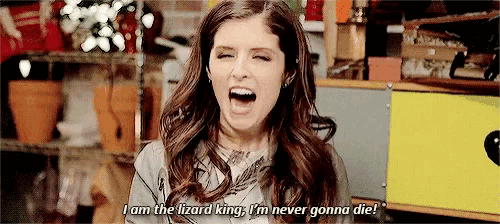 a woman is screaming and saying `` i am the lizard king , i 'm never gonna die ''