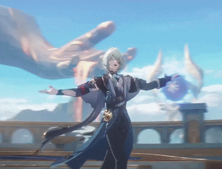a cartoon character is dancing in front of a large hand