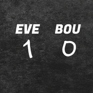a black and white photo of a man with eve bou written below him