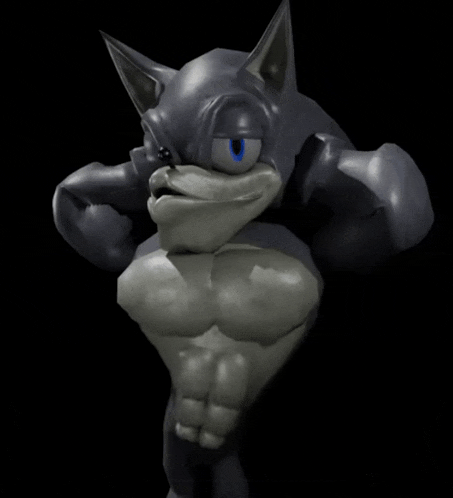 a video of a muscled sonic the hedgehog is being played