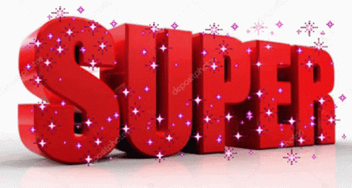 the word super is surrounded by sparkly stars