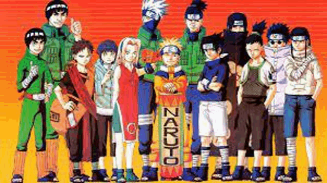a group of naruto characters standing next to each other