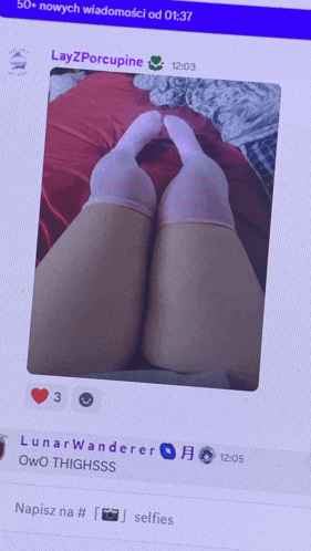 a picture of a person 's legs is displayed on a screen with a time of 01:37