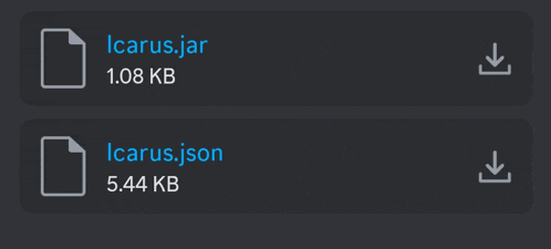 a screenshot of a file called icarus.json