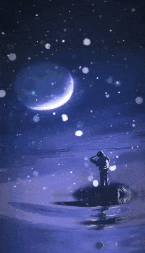 a poster that says happy taskin with a person looking at the moon