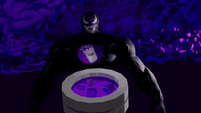 a drawing of venom with a can of lemonade