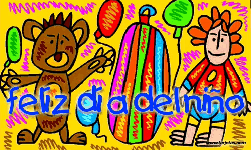 a colorful drawing of a monkey and a flower with the words feliz dia del nino