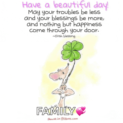 a cartoon of a man holding a four leaf clover with a quote from irish blessing