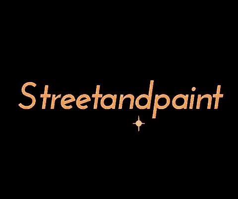 a black background with the word streetandpaint in orange