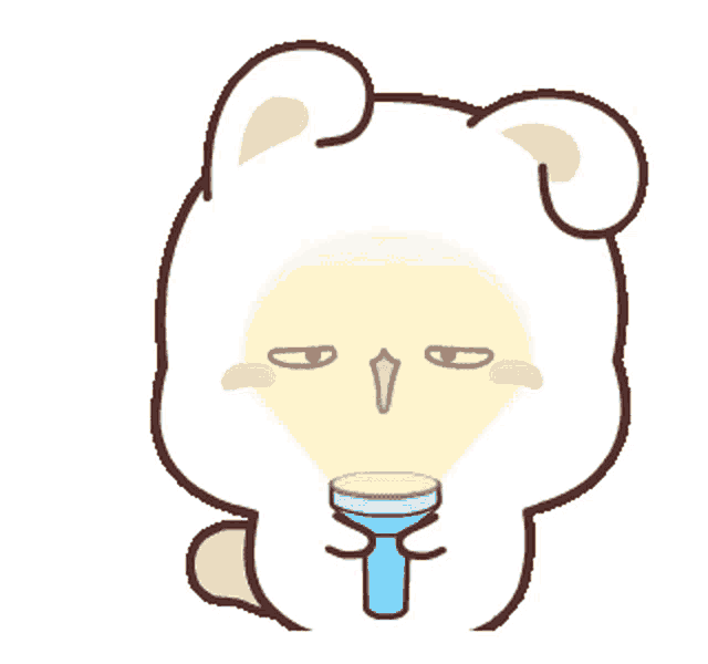 a cartoon of a rabbit holding a flashlight
