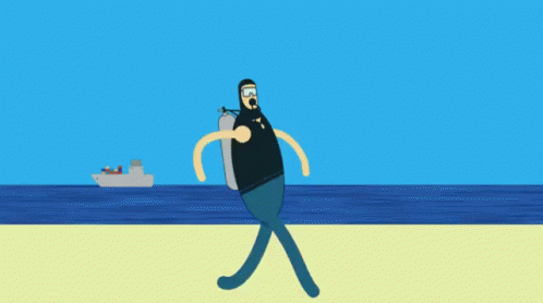 Scuba Steve Walking On The Beach GIF - Beach Walking Scuba Steve GIFs