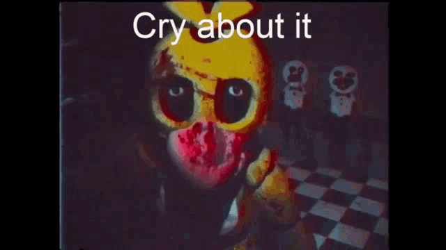 a video that says cry about it in the middle