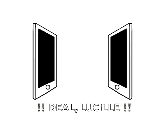 a drawing of two hands shaking with the words deal lucille underneath
