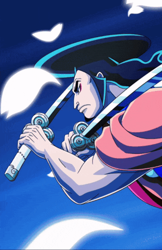 a cartoon of a man holding two swords in his hands